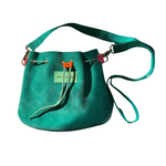 Rhea Gathered Suede Bag in Menta by Antigone