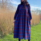 Maisie Red & Blue Tartan Maxi Dress