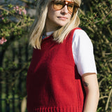 Raye Cotton Knitted Vest in Cherry Red