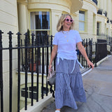 The Romana Tiered Maxi Skirt in Black & White Gingham