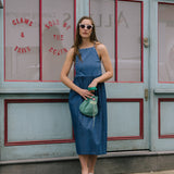 Rhea Gathered Suede Bag in Mint by Antigone