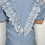 Peggy Broderie Cotton Short in Blue Gingham