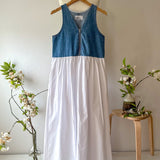 Florence Denim Dress With White Cotton Skirt