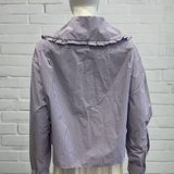 Navy Check Shirt with Big Frill Collar
