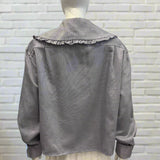 Navy Shirt with Big Frill Collar