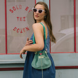 Rhea Gathered Suede Bag in Mint by Antigone