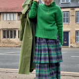 Chunky Swing Sweater with Split Hem in Bright Green