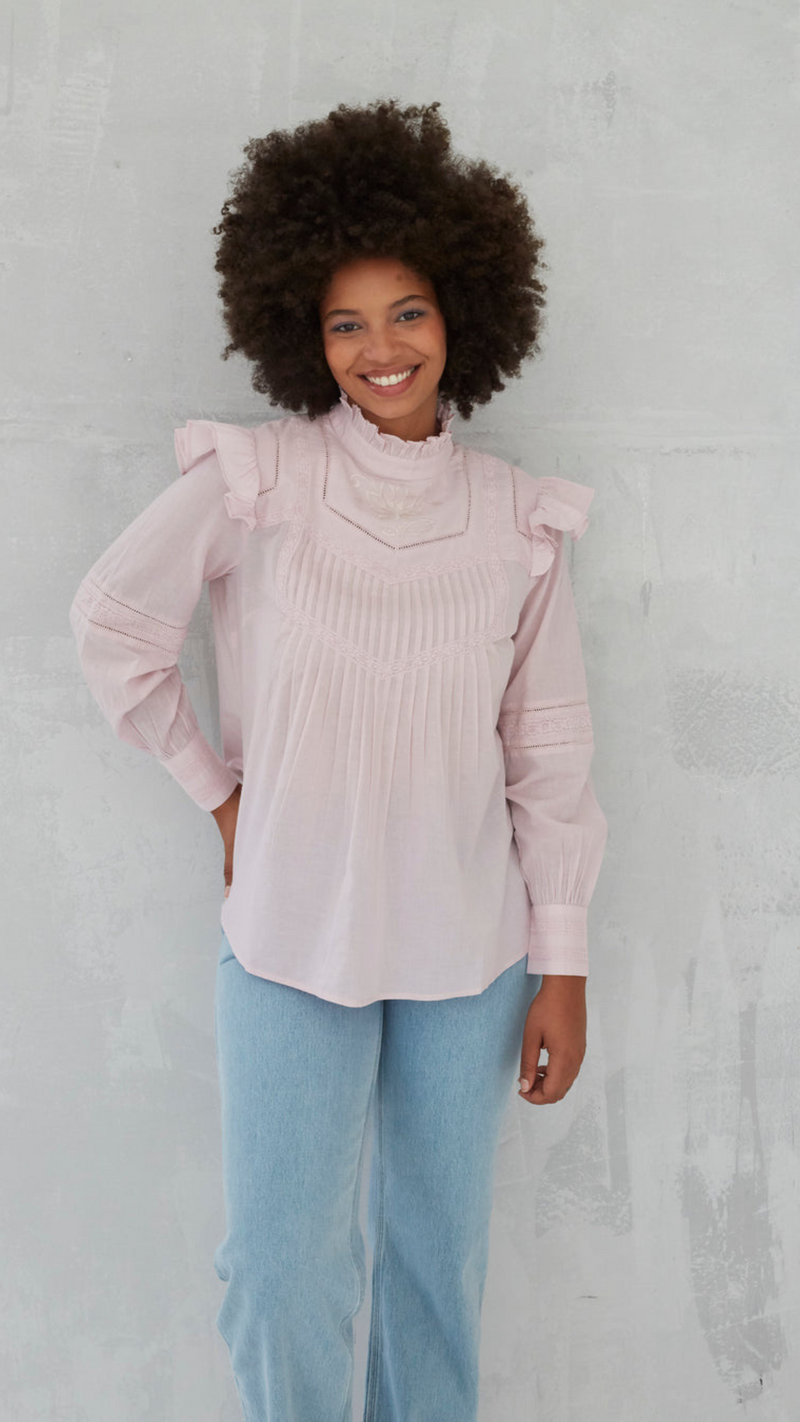 Shalina Embroidered Top in Orchid by Dilli Grey