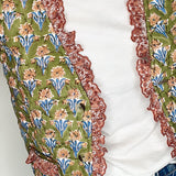 Kiki Cotton Quilted Waistcoat in Green and Pink