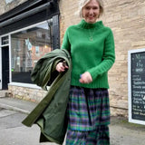 Chunky Swing Sweater with Split Hem in Bright Green
