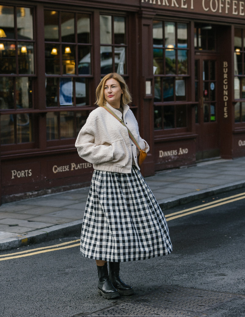 Tina Skirt in Black & White Gingham by Elwin