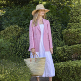Double Breasted Blazer in Dusty Pink Linen