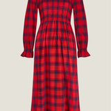 Laura Brushed Cotton Checked Dress in Red Check
