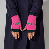 Book Worm Mittens in Bubblegum & Kelly Green