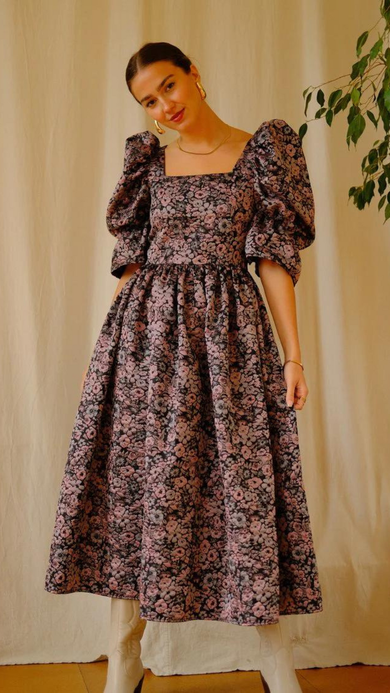 Lucinda Winter Floral Jacquard Dress by Mary Benson Percy Langley
