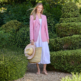 Double Breasted Blazer in Dusty Pink Linen