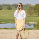 Tailored Skirt in Butter Yellow Linen