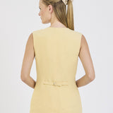 Longline Waistcoat in Butter Yellow Linen