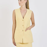 Tailored Skirt in Butter Yellow Linen