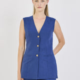 Tailored Skirt in French Blue Linen
