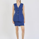 Tailored Skirt in French Blue Linen