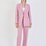Double Breasted Blazer in Dusty Pink Linen