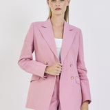 Double Breasted Blazer in Dusty Pink Linen