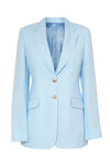 Single-Breasted Blazer in Sky Blue Linen by Anna James