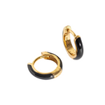Black Enamel Gold Vermeil Huggie Hoop Earrings by Claire Hill