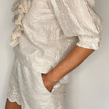 Millie Frill Collar Top in Silver Stripe