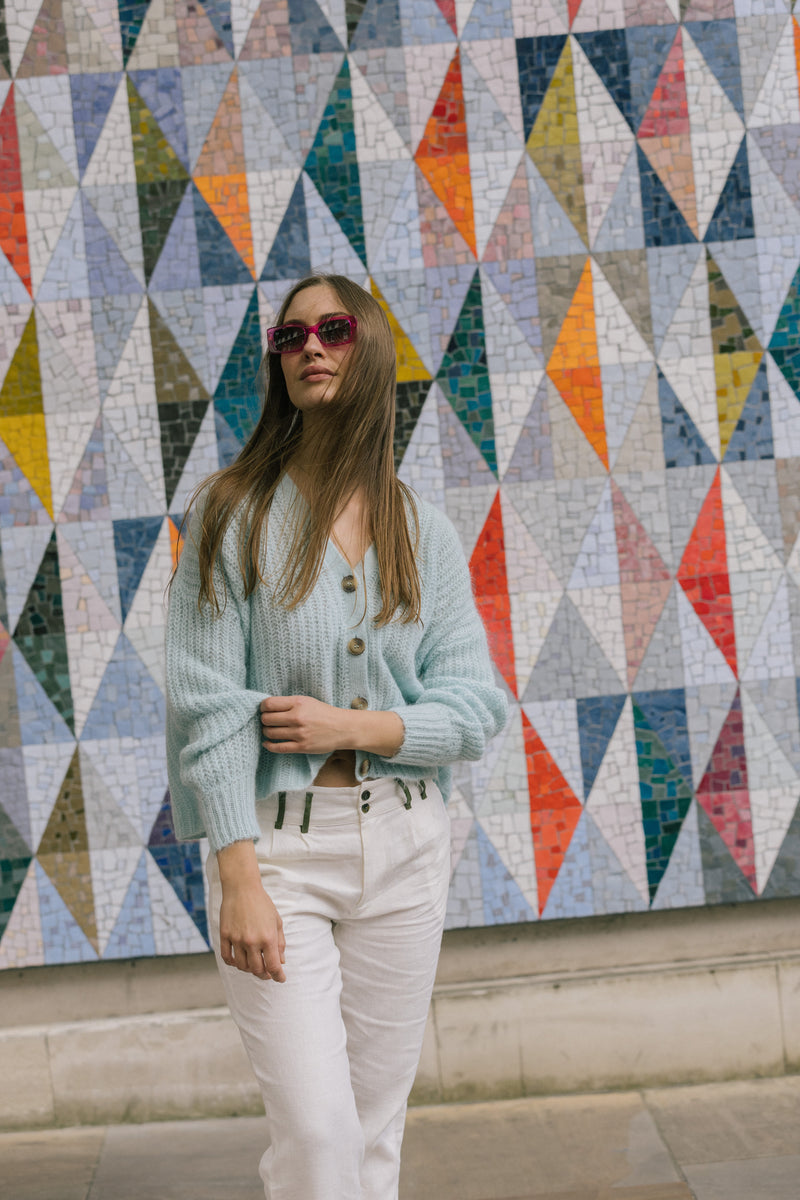 Sirena Italian Cardigan in Ice Blue by Cape Cove