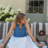 Florence Denim Dress With White Cotton Skirt