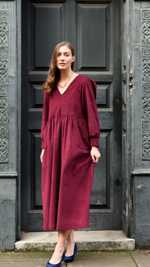 Tilda Burgundy Cord Dress by Minkie Studio