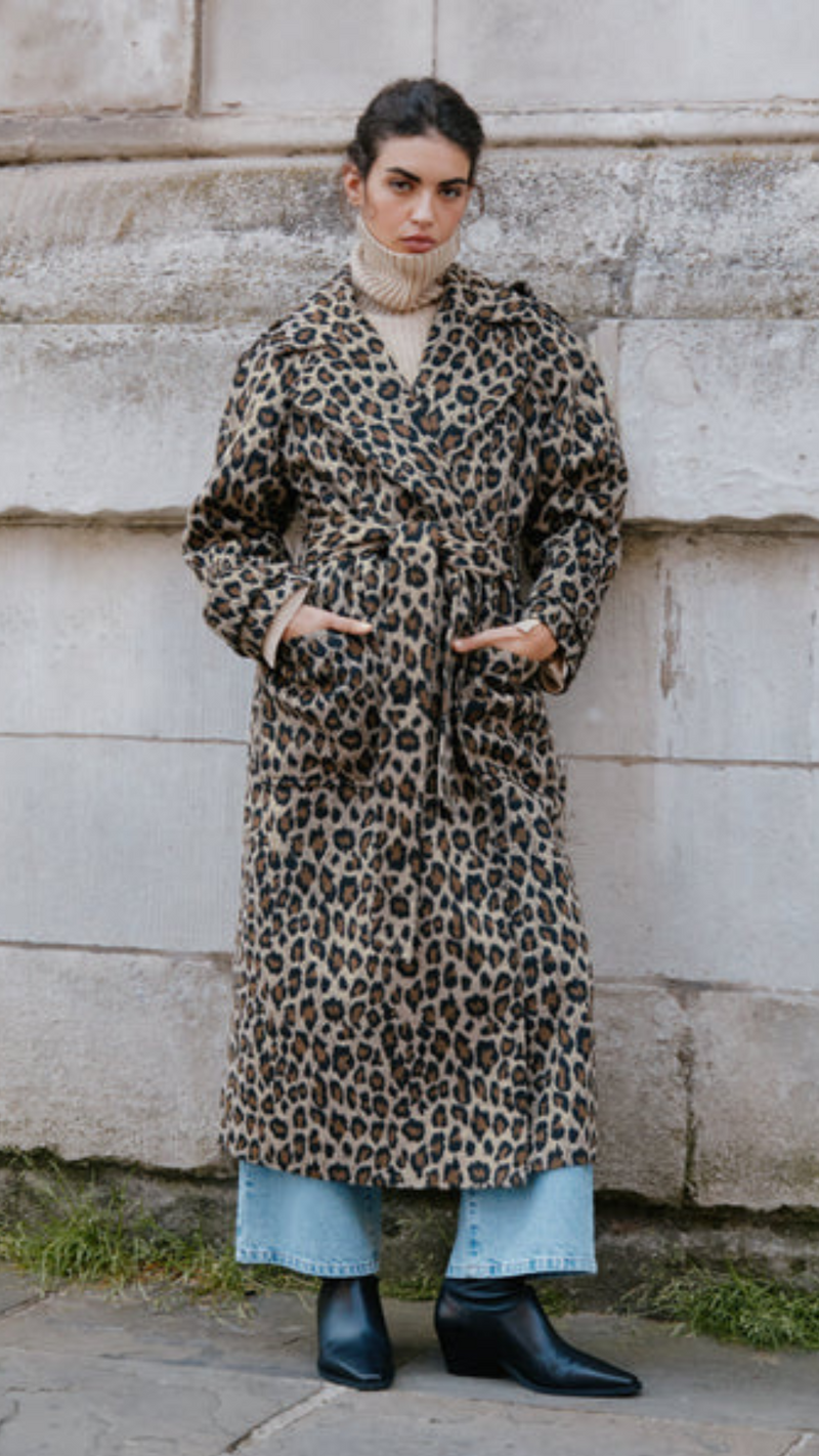 Animal Jacquard Belted Coat by Albaray