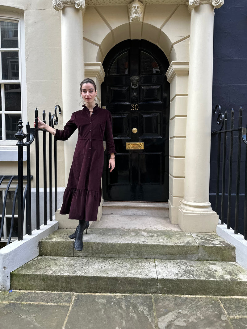 Plum Corduroy Saltaire Shirt Dress by Justine Tabak