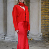 Aldgate Cherry Red Satin Maxi Skirt