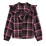 Ruffle Blouse in Berry & Black Check