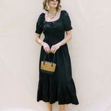 Black Alia Dress With Eyelet Embroidery