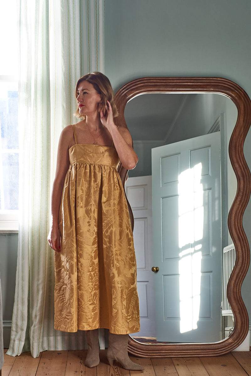 Lyra Gold Jacquard Dress