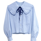 Blue Shirt with Big Collar & Navy Neck Tie