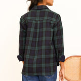 Mel Organic Cotton Checked Shirt in Navy/Green