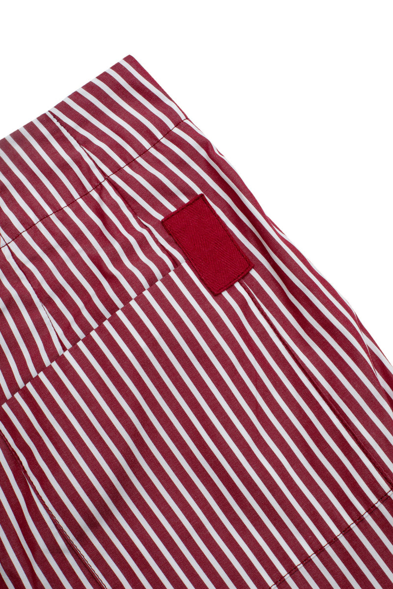 Bessie A-Line Short in Berry Red Stripe Cotton by Saywood