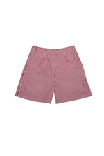 Bessie A-Line Short in Berry Red Stripe Cotton by Saywood