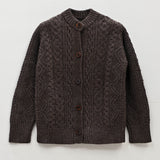 Freyja British Wool Cable Cardigan in Peat