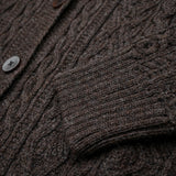 Freyja British Wool Cable Cardigan in Peat