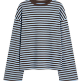 Anna Striped Long Sleeve T-Shirt in Brown/Blue