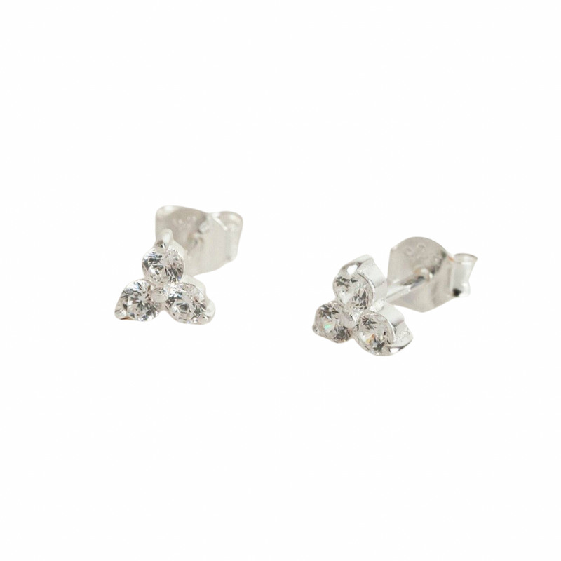 Triple Sparkly Silver Mini Stud Earrings by Claire Hill