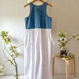 Florence Denim Dress With White Cotton Skirt