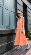 Neon Orange Gingham Jumpsuit by Wild Clouds X Percy Langley