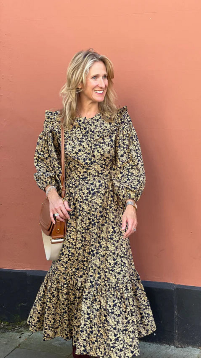Navy and Gold Aubrielle Shirt Dress by The Well Worn